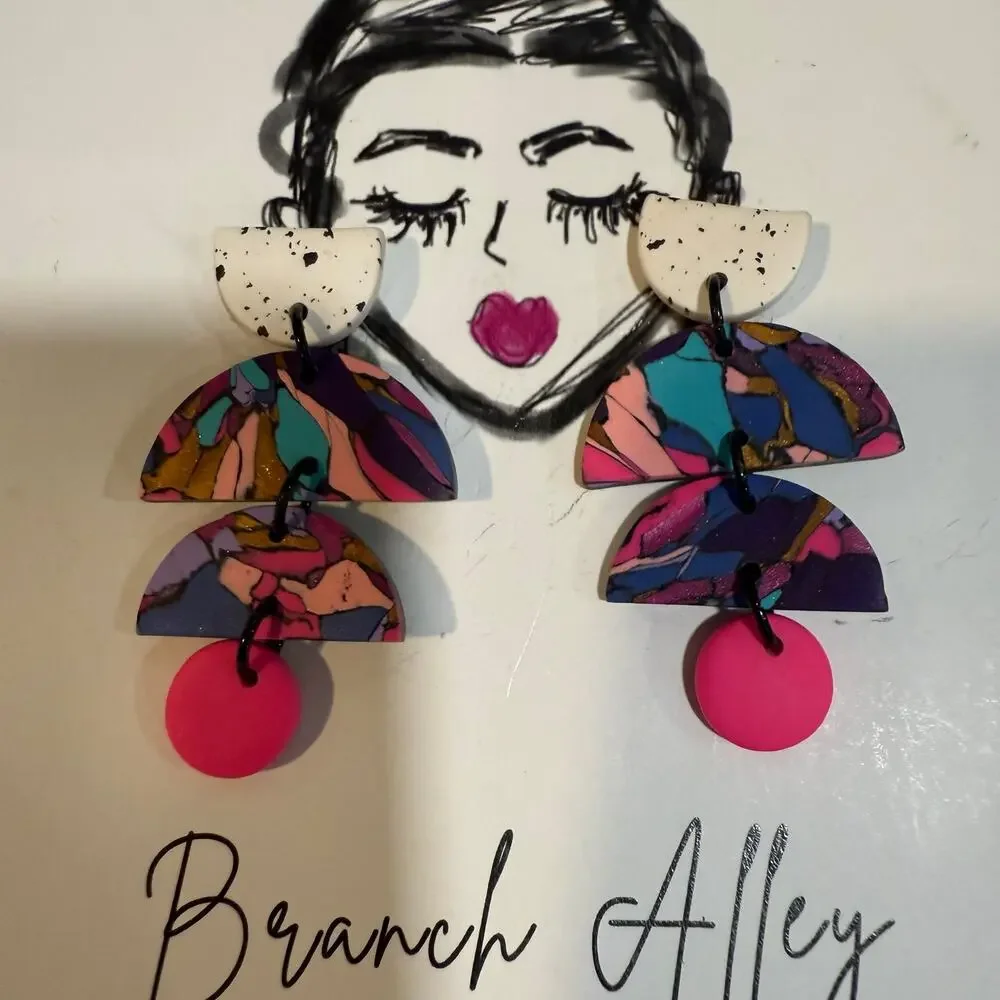 Branch Alley Multicolor Abstract Handmade Dangle Earrings NWT